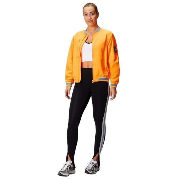 Fabletics Desert Sun Yellow Raincloud Grey Satin Bomber Jacket Size Large - Picture 16 of 16